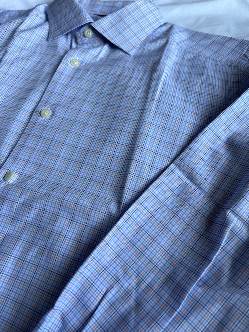 Eton Mens Long Sleeve Slim Dress Shirt Neck 16‎ 41 Blue Orange Gingham